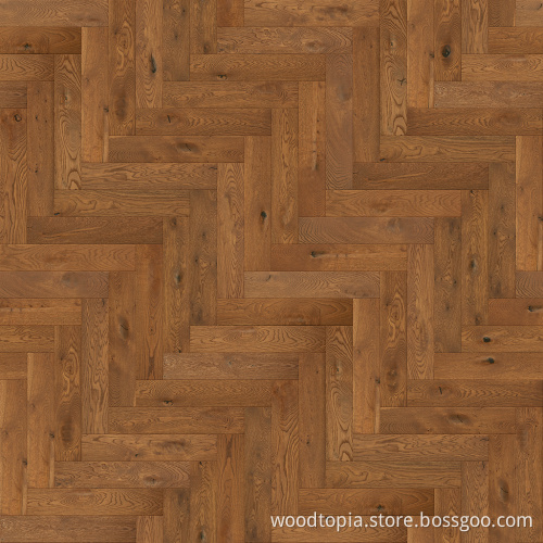 Warna coklat gelap berwarna oak antik herringbone desa